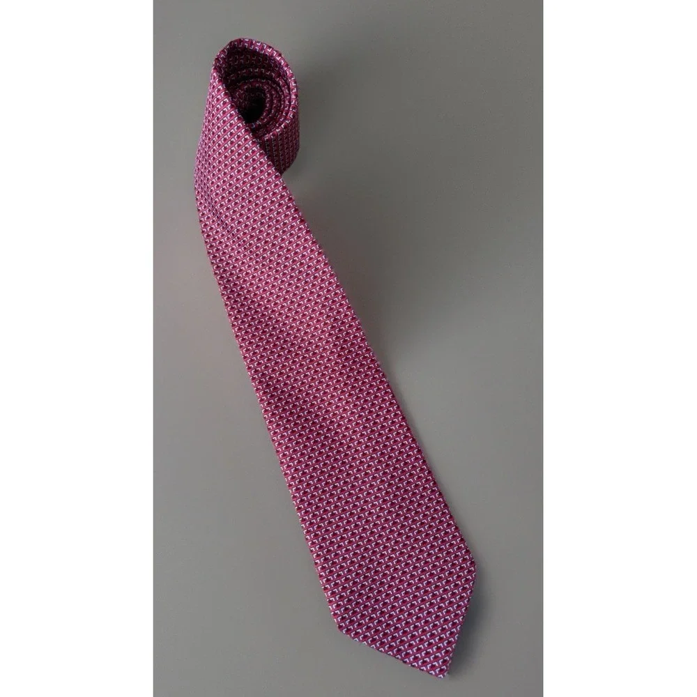 Zadi Andrews Ties Neckwear Red Silver Geometric All Over Pattern Italy Silk JBHS